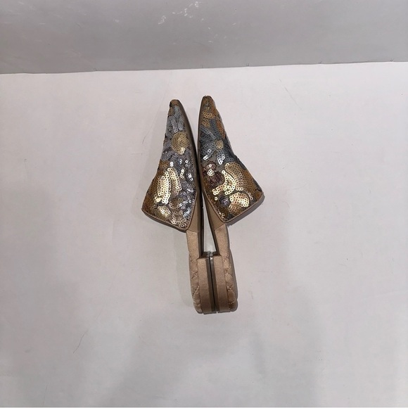 Birdies The Dove In Petal Gold and Silver Sequin Sparkly Pointed Toe Mules Sz 7 - Picture 4 of 7